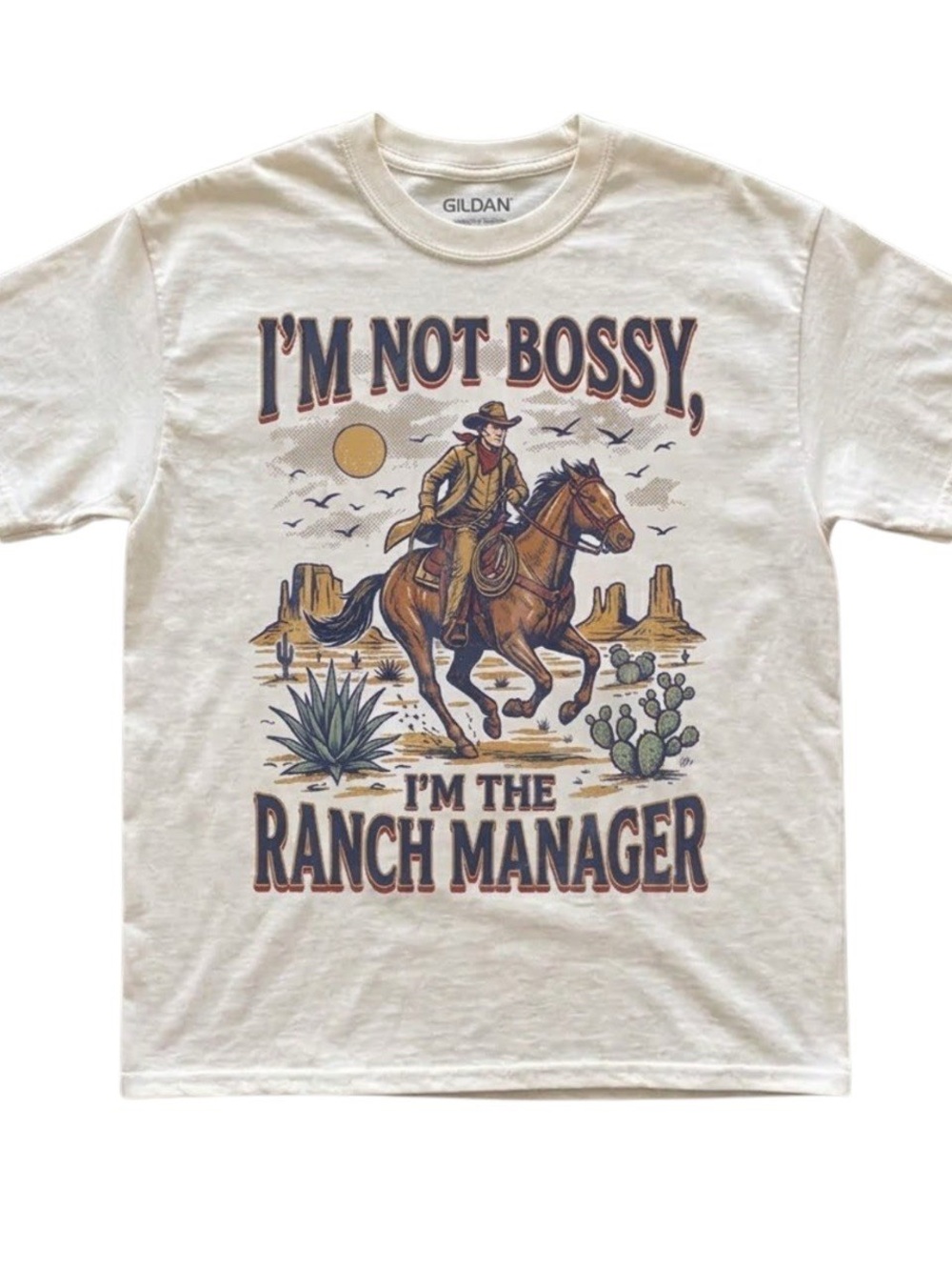 Gildan white cowboy humor Western country Graphic Tee